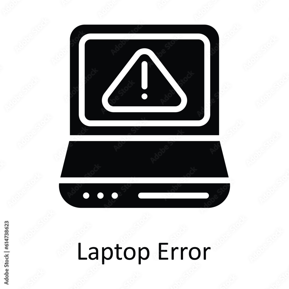Poster laptop error vector solid icon design illustration. network and communication symbol on white backgr