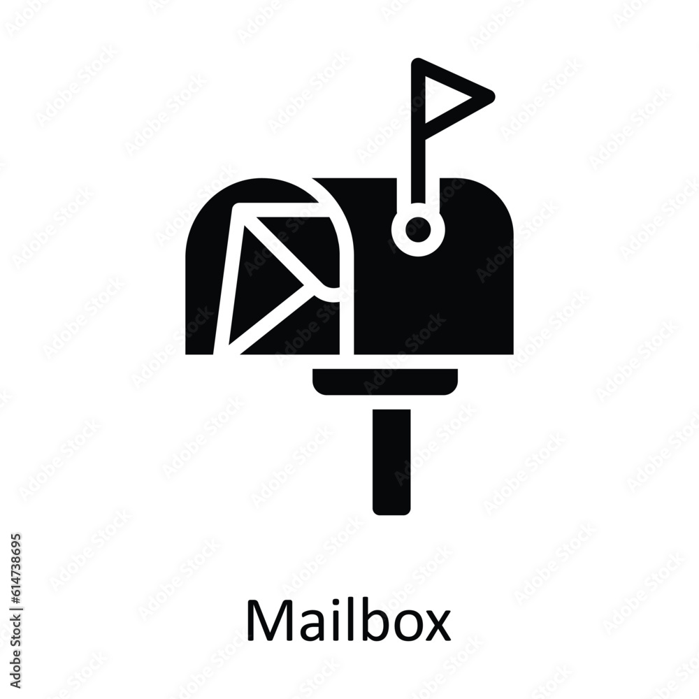 Aufkleber mailbox vector solid icon design illustration. network and communication symbol on white background 