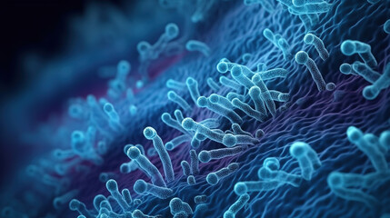 Microscopic bacteria illustration - obrazy, fototapety, plakaty