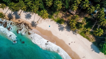 Fototapeta na wymiar A vibrant aerial view of a tropical beach. AI Generative