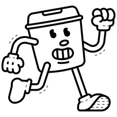 coffee cup retro cartoon illustration