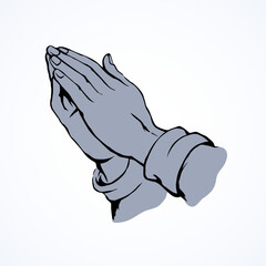 Praying hands. Vector drawing