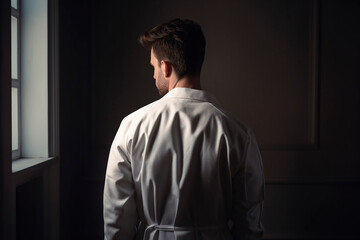 Obraz premium generative ai illustration of doctor from behind, no face