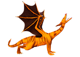 3D Rendering Fairy Tale Dragon on White