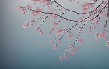 Obraz na płótnie Canvas Beautiful romantic illustration of pink sakura flowers. Ai generated technology