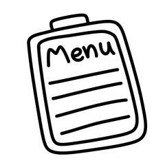 Doodle menu food restaurant line Black white sticker note planner