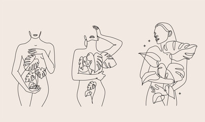Minimal Woman Art. One Line Art. Naked Woman Wall Art. Nude Print. Naked Female Pose. Flower body