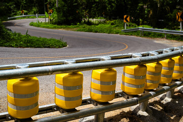 Roller Barrier installed in curves on the road for safety.