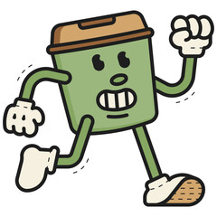 coffee cup retro cartoon illustration