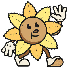 sunflower retro cartoon illustration