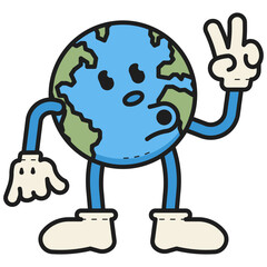 earth retro cartoon illustration