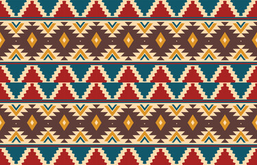 Ethnic abstract ikat art. Aztec ornament print. geometric ethnic pattern seamless  color oriental.  Design for background ,curtain, carpet, wallpaper, clothing, wrapping, Batik, vector illustration.
