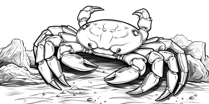 Crab Drawing images, Crabs coloring book sea animale, generative Ai