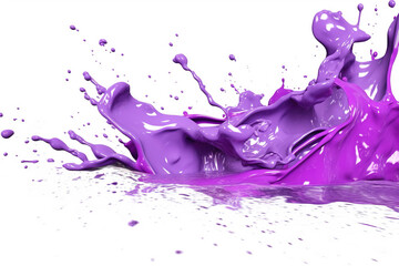 Obraz na płótnie Canvas Splash of purple paint isolated on white background. Generative art.
