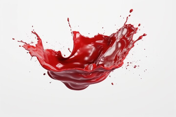 Splash of red paint isolated on white background. Generative art.