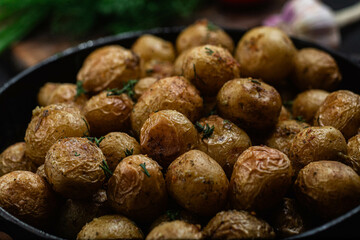 Baked new potatoes in a bowl