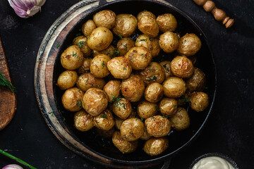 Baked new potatoes in a bowl