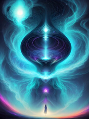 Galactic Aura: a Colorful and Clear Illustration of Spiritual Connection and Euphoria created with generative ai