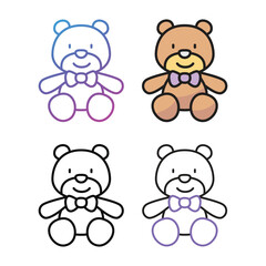 Teddy bear icon design in four variation color