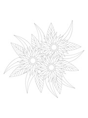 Fototapeta premium Flowers Leaves Coloring page Adult.Contour drawing of a mandala on a white background. Vector illustration Floral Mandala Coloring Pages, Flower Mandala Coloring Page, Coloring Page For Adul 