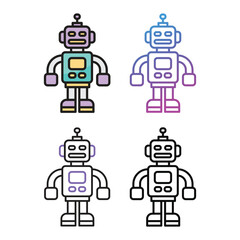 Robot icon design in four variation color