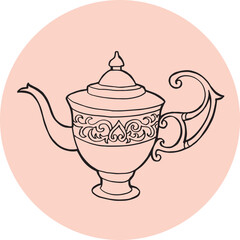 antigue tea pot hand drawing illustration vector