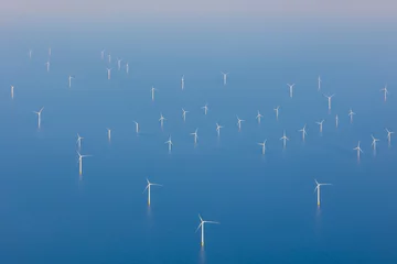 Foto auf Acrylglas Aerial view of offshore wind farm with wind turbines on the North Sea © Thomas