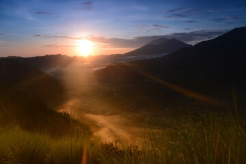 Amazing morning view at Pinggan Hill, Bali, indonesia.
