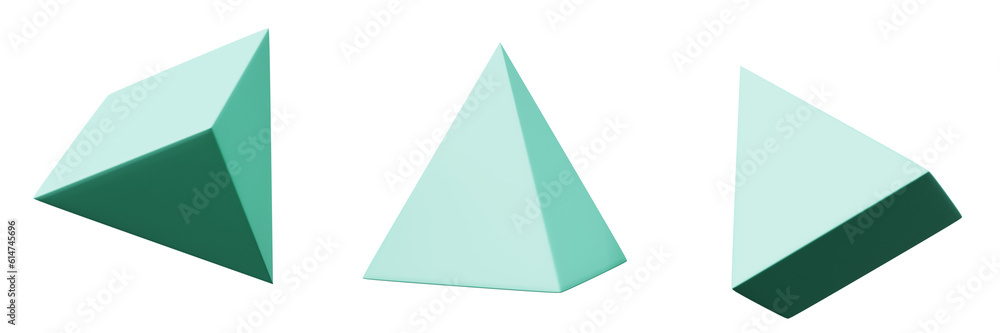 Fototapete 3d 4 side pyramid tosca, realistic rendering of 3d geometry shape object