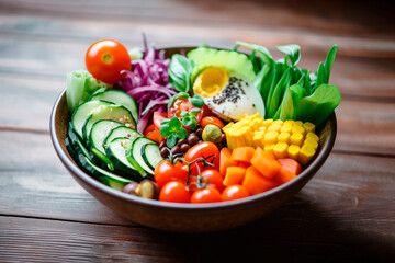 Budda bowl, summer healthy vegetables bowl, Bali food