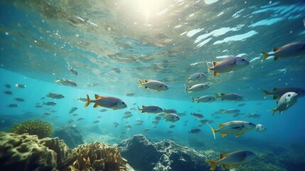 fish in river and sea under water generative ai