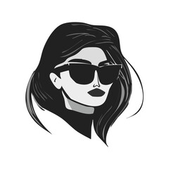 Portrait of young woman wearing sunglasses vector illustration