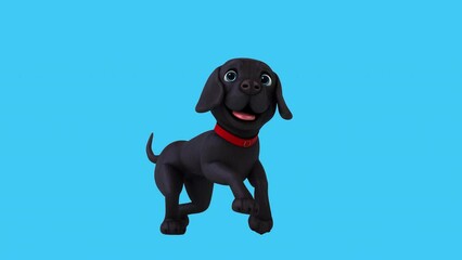 Fun 3D cartoon Labrador retriever running (with alpha channel included)