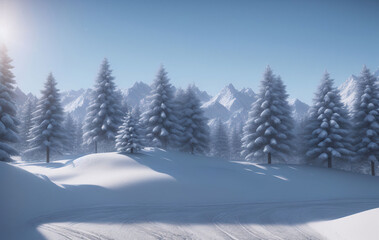 Naklejka premium Winter Christmas mood. Winter landscape. Ai generated technology
