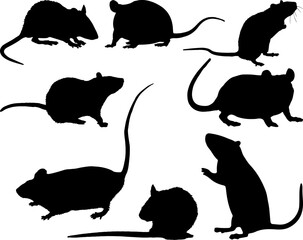 Set of Rats Silhouette Vector Art