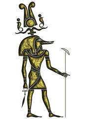 Sobek - crocodile God of strength and power in Ancient Egypt on transparent background