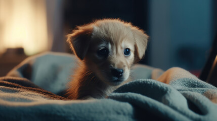 The photo depicts an adorable scene of a puppy and a kitten cuddled together, showcasing the pure innocence and sweetness of their bond. Their tiny bodies rest comfortably against each other, creating