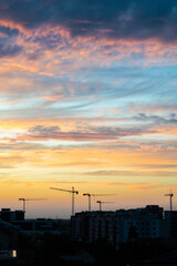 sunset over the city Timisoara