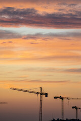 crane at sunset in the city