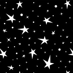 Star seamless pattern. Bright sparkles firework symbols background.