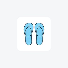 Flip Flops Beach Foot wear Simple and sleek Flat Icon Design on White background

