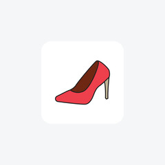  High Heels Glamorous Stilettos Simple and sleek Flat Icon Design on White background

