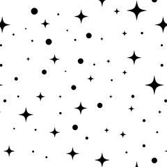 Star seamless pattern. Bright sparkles firework symbols background.