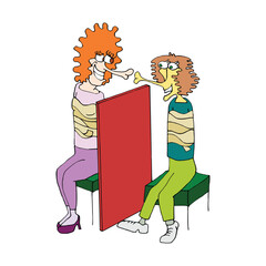 Vector illustration of a man and a woman in a barbershop