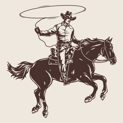 Rodeo cowboy vintage logotype monochrome