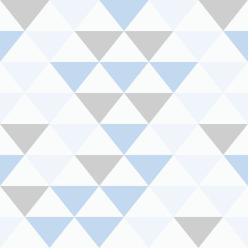 Seamless geometric pattern of children's triangles in blue and gray, wallpaper.