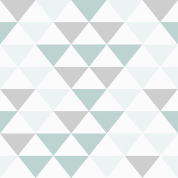 Seamless geometric pattern of children's triangles in green and gray, wallpaper.