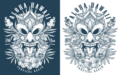 Aloha Hawaii beach monochrome flyer