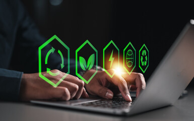 environmental, recycling, ecosystem, sustainable, economy, economic, renewable, eco, natural, strategy. typing keyboard for search solution protect to environment. eco system sustainable natural.