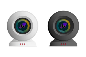 Security camera or CCTV anti crime and theft, Smart devices, Gadgets technology, Mock-up front view for website presentation, Personal security system and Internet protocol camera inside the building.